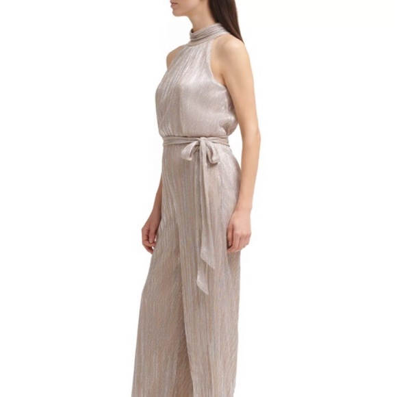 ELIZA J Pleated Metallic Jumpsuit Size 14 - Picture 2 of 3